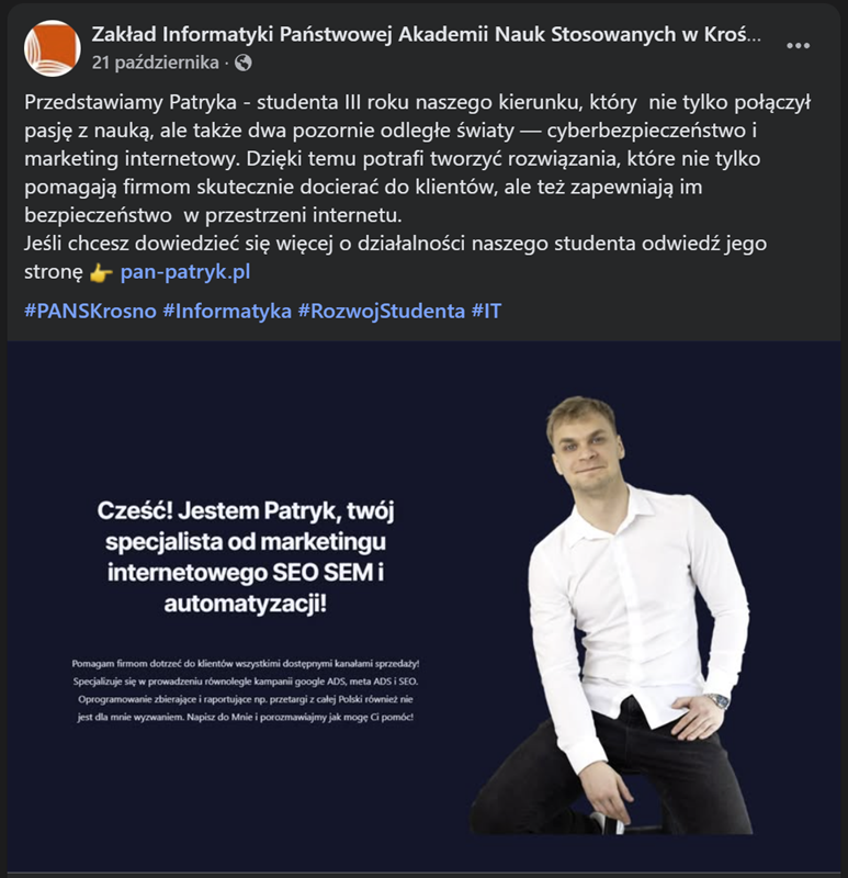 Student do wynajęcia - SEO SEM AI  STRONY WWW