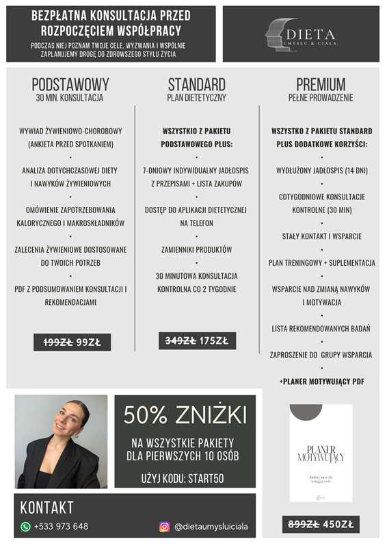 DIETETYK - ZADBAJ O SIEBIE - ZMIEŃ NAWYKI ŻYWIENIOWE KROK PO KROKU 