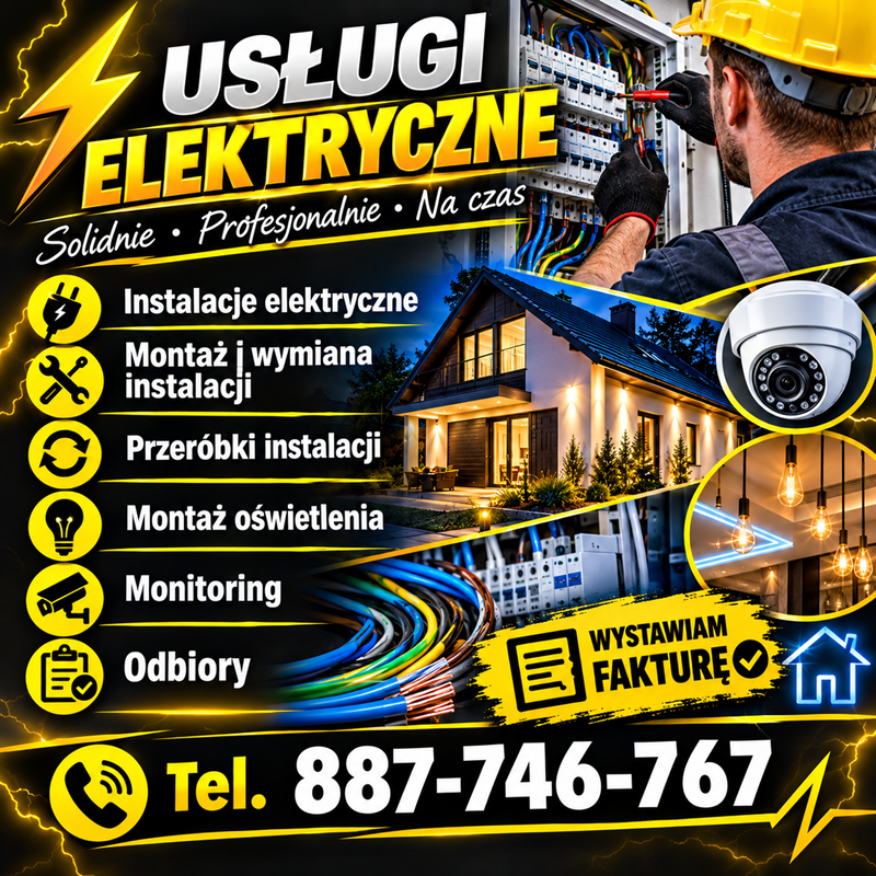 Uslugi elektryczne, montaż i wymiana instalacji elektrycznej 